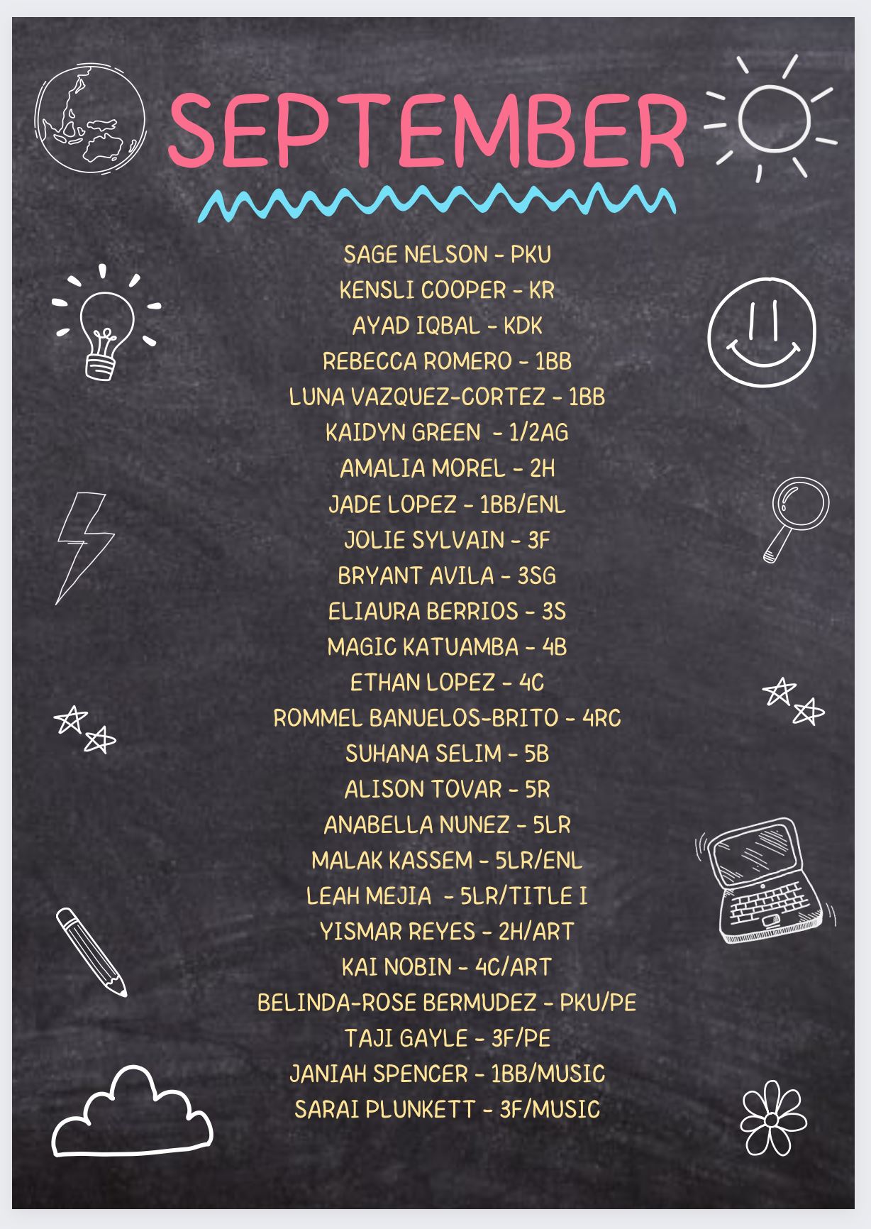 September Honorees