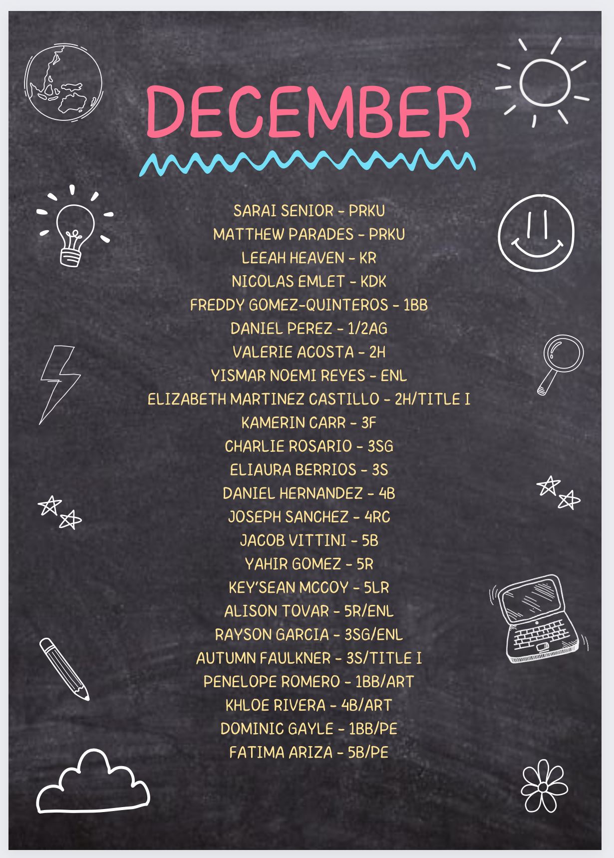 December Honorees