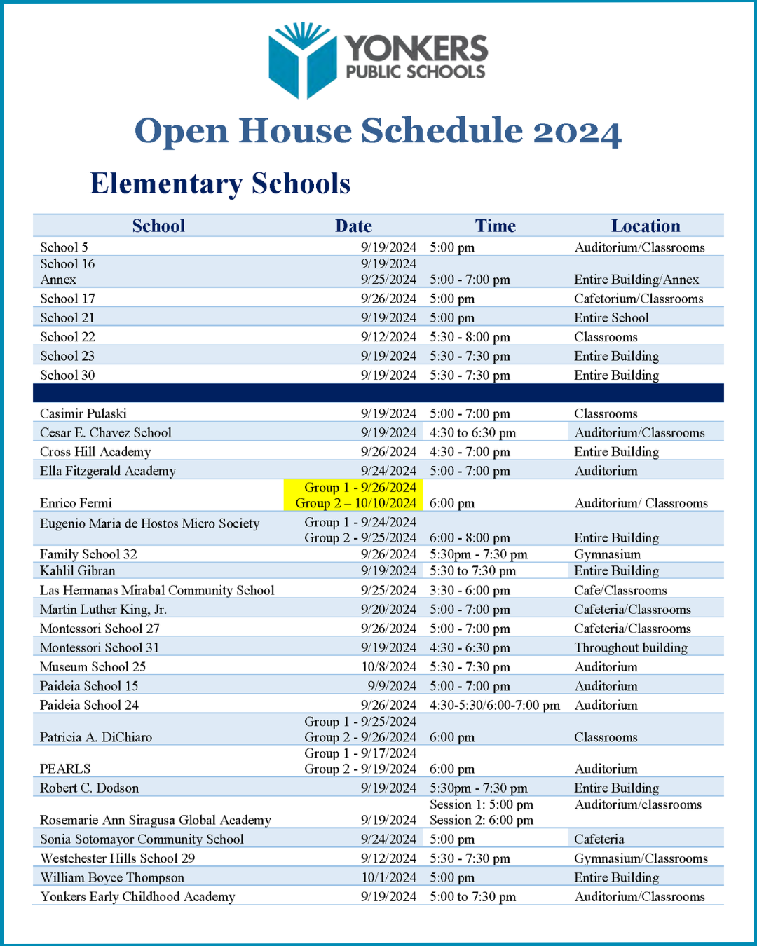 Back to School Open House