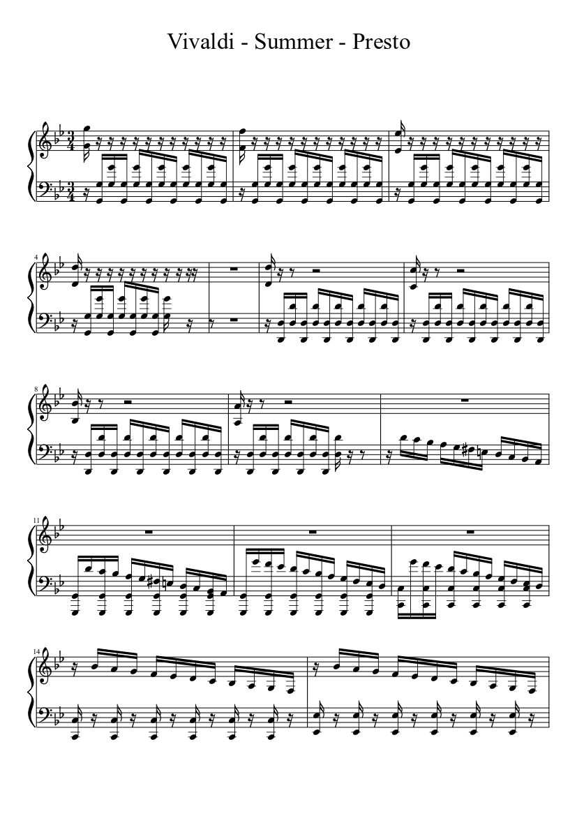 summer vivaldi sheet music summer vivaldi sheet music