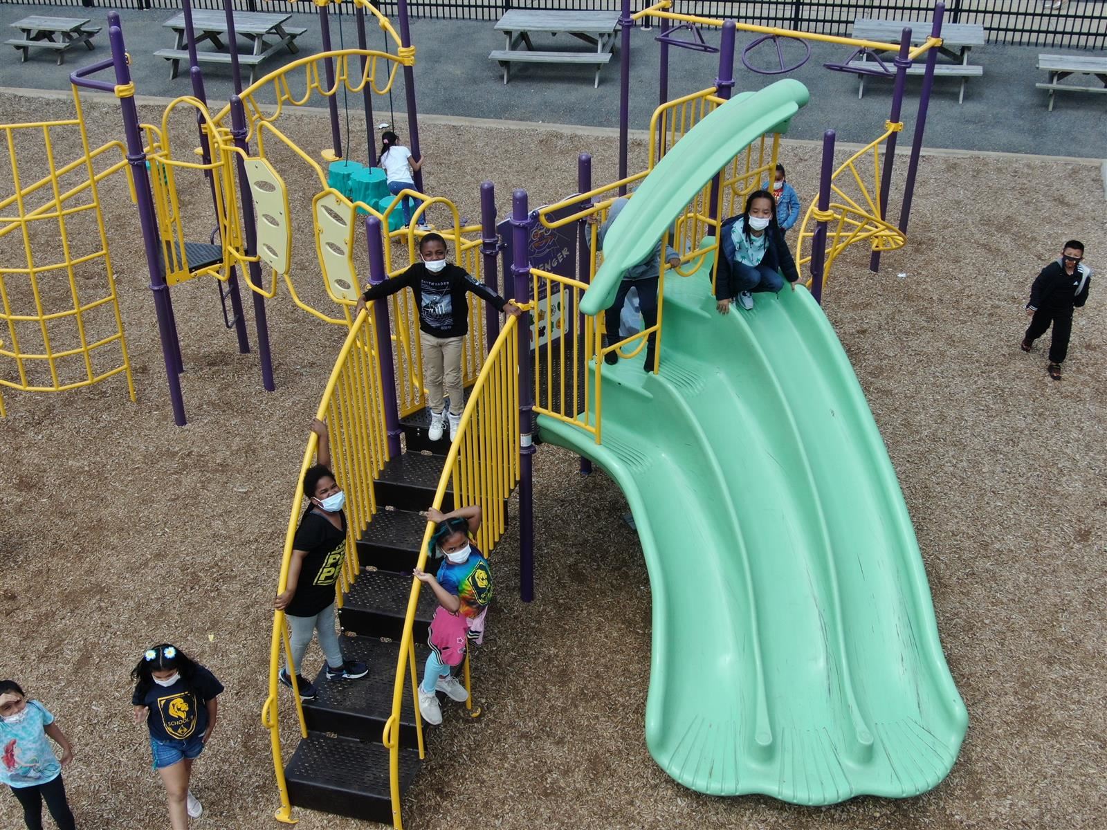 School 9 students playing