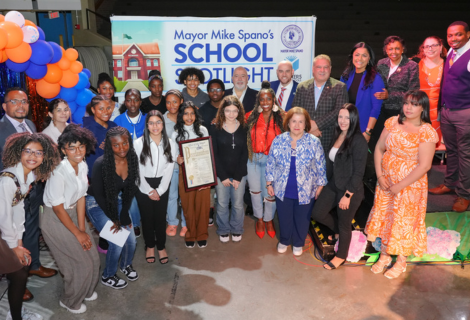  Mayor Spano Presents School Spotlight Award to YMHS