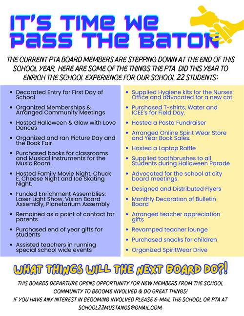 PTA board is retiring 