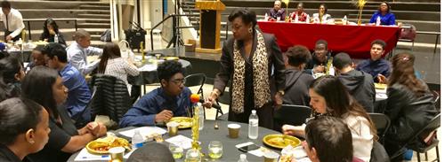 Senator Andrea Stewart-Cousins with YMHS Brothers and Mothers 