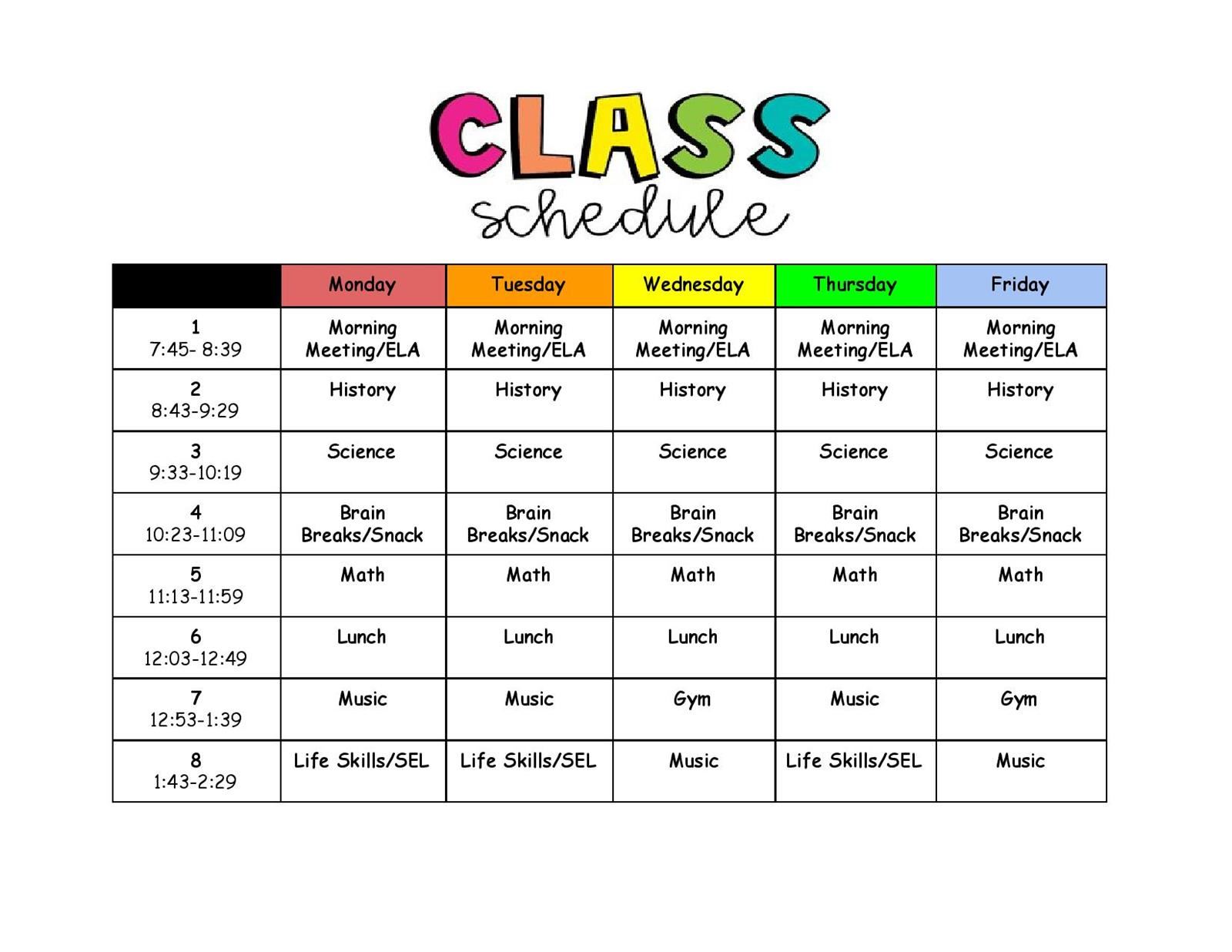 schedule