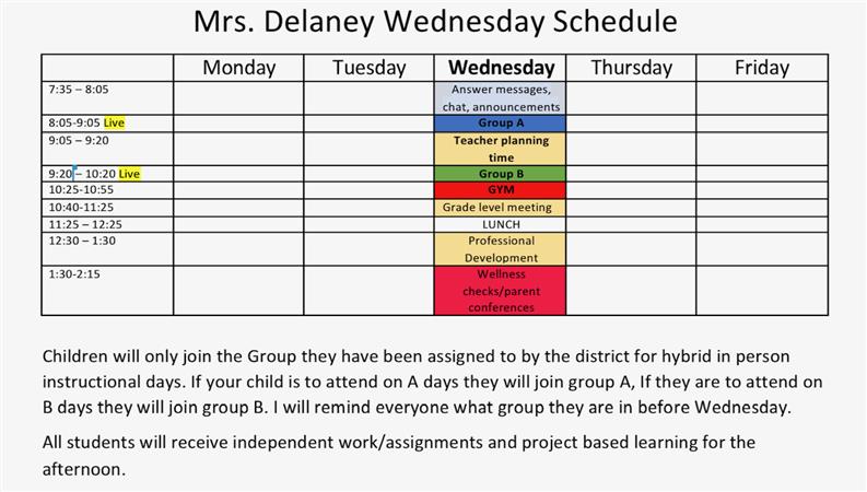 Wednesday Schedule 