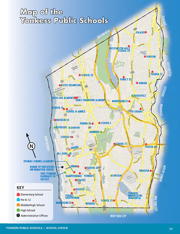 This is a static map of the Yonkers Public Schools