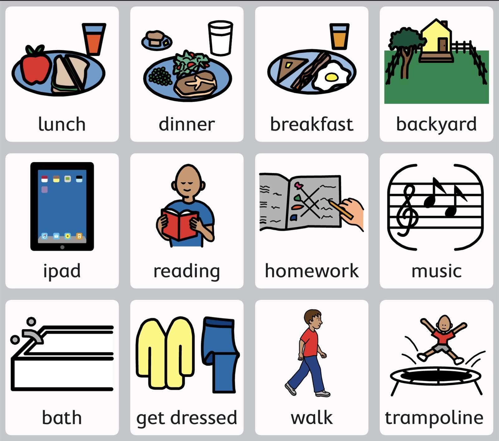 Pictures for a visual schedule