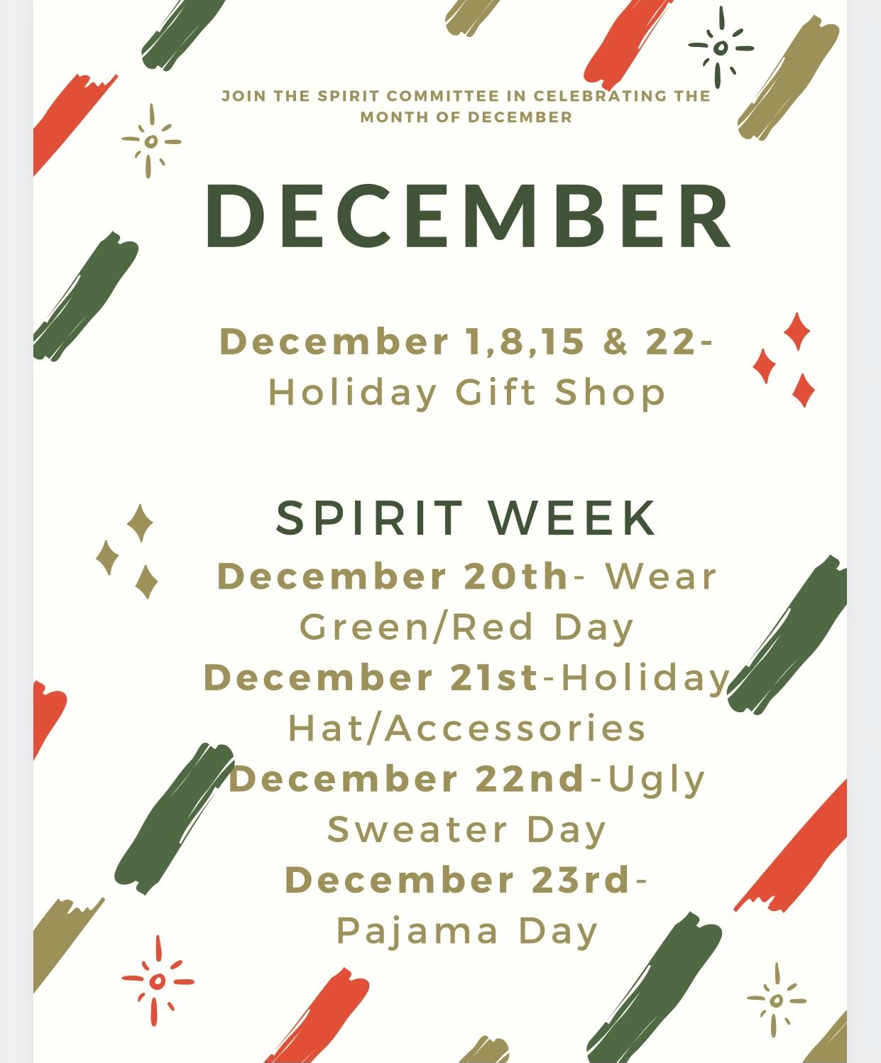 Holiday Spirit Week